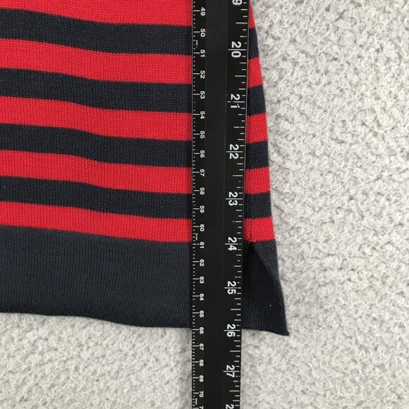 TOMMY HILFIGER Top Womens SMALL Red Blue Stripe Knit 3/4 Sleeve Button Shoulder - Picture 12 of 13